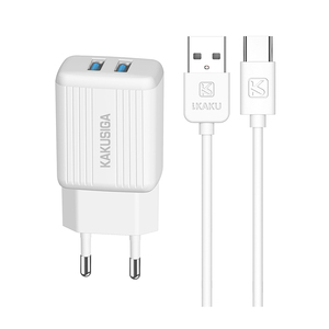 Chargeur USB double port Kakusiga 2.4A avec câble Type-C de 1m pour la charge rapide des appareils - Product Image 1