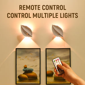 Lampe murale en forme de feuille RGBW à télécommande, capteur de mouvement et rechargeable par USB, lumière de nuit LED à intensité variable pour chambre à coucher, salon - Product Image 2