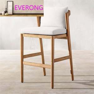 Sedia da Bistrot da Esterno Patluxury in Rattan e Legno di Teak, Sedia Alta da Giardino per Bar e Tempo Libero con Cuscino - Product Image 1