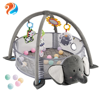 Tapis de jeu musical pour bébé en peluche super douce en polyester avec 30 balles suspendues et 4 jouets musicaux connectables