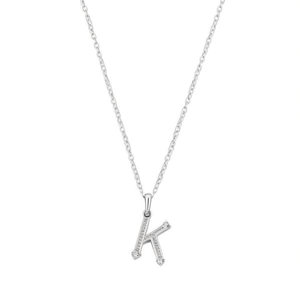 Collana con Ciondolo a Forma di Lettera K con Diamante, Catena in Acciaio Inossidabile 6 6 Acero - Product Image 2