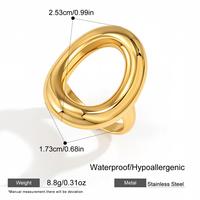 Bague ouverte géométrique ovale creuse en acier inoxydable 316L personnalisée, plaquée or 18 carats, minimaliste, pour femme