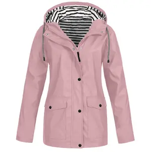 Imperméable léger pour femme, vestes de pluie imperméables, coupe-vent à capuche pour l'extérieur