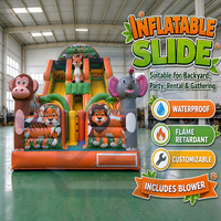 Château gonflable commercial à thème animalier avec toboggan, location pour fêtes d'anniversaire, châteaux gonflables avec souffleur
