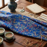Vente directe d'usine, tissu en soie 100% naturelle, motif traditionnel chinois, brocart de luxe rouge, bleu, noir