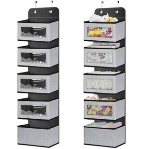 Organizador Colgante Transparente con Ganchos Metálicos para Puerta o Pared, con 5 Bolsillos Grandes para Armario o Cuarto de Bebé - Product Image 1