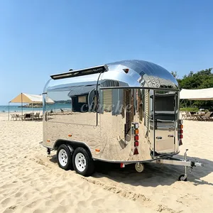 Chariot de restauration BBQ en acier inoxydable personnalisé, chariot à tacos de 3 m, camion de restauration rapide, camion de restauration mobile commercial en plein air - Product Image 1