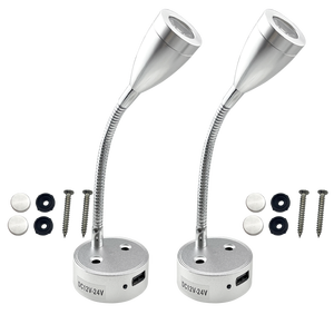 Lampe de lecture murale à LED à col long <span class=keywords><strong>avec</strong></span> commande tactile et mémoire, <span class=keywords><strong>port</strong></span> de charge <span class=keywords><strong>USB</strong></span>, <span class=keywords><strong>12V</strong></span> 24V - Product Image 3