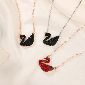 HX0142 Ins Fashion Sparkling <strong>Swan</strong> Necklace Micro Paved CZ Crystal <strong>Swan</strong> Pendant Clavicle Chain Women's <strong>Jewelry</strong> - Product Image 6