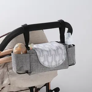 Universele Kinderwagen Organizer Met Geïsoleerde Bekerhouder Afneembare Telefoon Tas Schouderband Huisdier Kinderwagen Caddy Groothandel Oem Odm