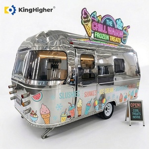 Remorque de camion de cuisine mobile rétro personnalisée pour la vente de crème glacée, entièrement équipée en acier inoxydable, pour desserts de rue - Product Image 1