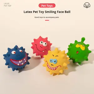 Sevimli karikatür büyük göz küresi köpek ses oyuncak çevre dostu lateks interaktif Pet çiğnemek oyuncak topu yeni yavru oyuncak - Product Image 2