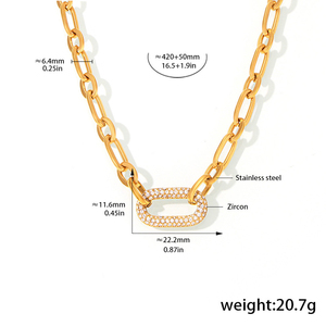 TZ025 Minimalist Stainless Steel Jewelry Set: Cubic Zirconia Collar Necklace & <b>Adjustable</b> <b>Bracelet</b>, Layered Look - Product Image 2