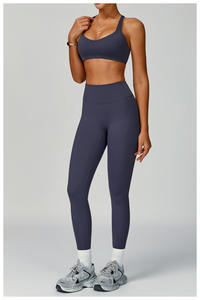 Completo Sportivo Aoyema con Leggings a Vita Alta e Reggiseno in Tessuto Riciclato, Traspirante, per Palestra, Allenamento, Fitness, Asciugatura Rapida - Product Image 6