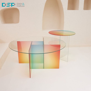 DSP Vietnam usine personnalisé moderne transparent rond coloré acrylique minimaliste salon décoration de la maison table - Product Image 4