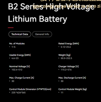 Batería SAJ B2-15HV1 de 15 kWh LiFePO4, 8000 Ciclos, para Almacenamiento de Energía Solar y de Autocaravanas, Montaje en Pared, IP65, Certificación Europea