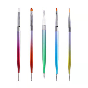 Stylo à double embout 5 en 1 pour nail art, avec pinceau en silicone, pointe fine et outil de dessin au gel pour détails - Product Image 3