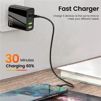 Stop Kontak Dinding Universal 65W 5 Port USB Pengisian Cepat dengan Colokan UK EU US PD20W 3.1A Pengisi Daya Dinding Tipe C Output 5V/3A