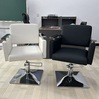 Fauteuil de barbier en cuir inclinable et rotatif réglable avec design pliable et repose-pieds pour salon de coiffure et institut de beauté