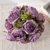 Bouquet de roses artificielles réalistes et douces - Style INS - Fleurs pour décoration de mariage, extérieur et intérieur - Vente en gros disponible
