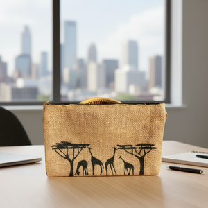 Sac fourre-tout en raphia tissé à la main, style urbain et épuré, doublure Penja, garniture en cuir, fermeture à bouton, usage quotidien, MG Origin Gifts - Product Image 2
