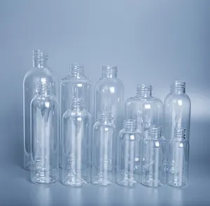 Botol plastik dengan tutup atas Flip Losion hewan peliharaan Remas rambut transparan 2oz botol sampo kosong 100ml 250ml botol minyak pijat