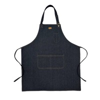 Tablier en jean personnalisé avec logo, usage commercial, sans manches, en toile de coton, pour la cuisine et le nettoyage