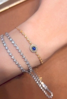 Lanphear Jewelry Bracelet de tennis personnalisé en or 18 carats avec saphir bleu royal naturel Bracelet simple/à la mode