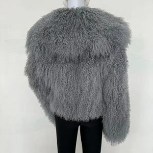 Abrigo de Piel Mongol para Mujer, Cuello Grande Abatible, Abrigo Corto de Piel Auténtica, Chaqueta Cálida y Esponjosa de Moda para Invierno y Otoño - Product Image 6