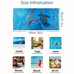 Serviette de plage rectangulaire moderne en microfibre pour l'été, tapis de plage imprimé numériquement, châle personnalisable, absorption d'eau - Product Image 2