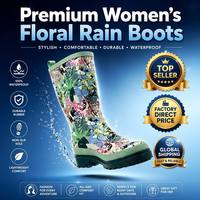 Bottes de pluie en caoutchouc naturel personnalisées pour femmes, imprimées de motifs floraux, imperméables, hauteur mollet, bottes Wellington pour toutes les saisons, usage quotidien
