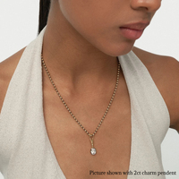 Pendentif en or jaune massif 14 carats avec diamant de laboratoire taille ovale, monture noire détachable, bijoux fins