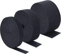 3 rouleaux de bande élastique extensible pour couture, bobine de 3/5 1 1-1/2 pouces de largeur, 5,5 yards/rouleau (noir), polyester, couleur unie