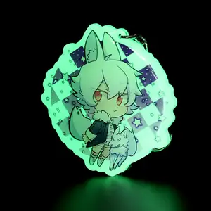 Vograce Custom Glow In Dark Glitter Keychain Anime Glitter Epoxy Acrylic Keychain