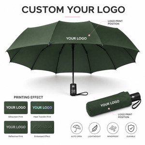Parapluie compact pliable avec logo personnalisé, ouverture et fermeture automatiques, protection UV, résistant au vent, parapluies de voyage pour la pluie et le soleil - Product Image 2