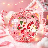 Balle anti-stress transparente en TPR en forme de pomme de Noël, 6 cm, mignonne, colorée, scintillante, en maltose, jouet à presser fait main