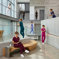 Ensembles de blouses médicales personnalisables avec logo, respirants, en tissu Spandex/Polyester, col en V, avec cordon de serrage réglable à la cheville, pour hôpital