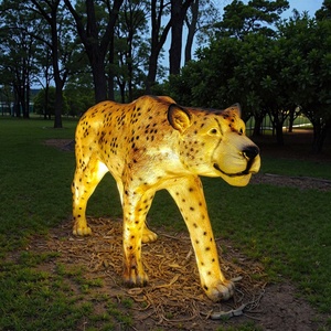 Decoración <span class=keywords><strong>de</strong></span> jardín al aire libre tamaño real PVC 3D tamaño real guepardo escultura León LED Navidad Animal linterna colorido IP65 paisaje - Product Image 1