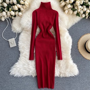 Custom High Quality Lady Designer Fashion Body Con Wholesale One Piece Knit Elegant Long Sleeve Bodycon Fall <strong>Dresses</strong> for Women - Product Image 4