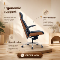 Chaise de bureau exécutive ergonomique pivotante en cuir synthétique PU noir avec appui-tête haut, vente en gros d'usine