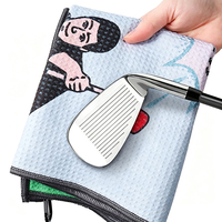 Toalha de Golfe Waffle para Atacado, Personalizada com Impressão Dupla Face, Microfibra, Gancho Mosquetão, Fábrica OEM, Transferência Térmica