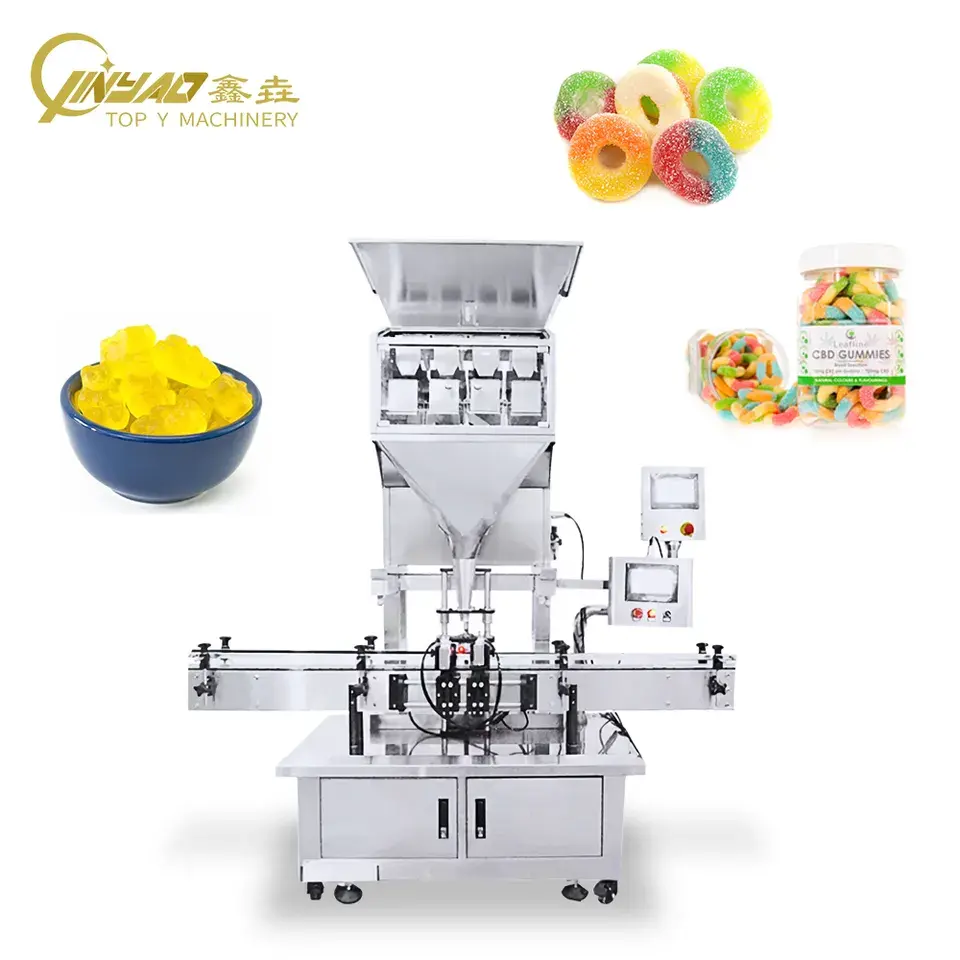 Easy to operate 4 Head Weigher Automatic Weighing Sugar Candy Counting And Bottle Herb Filling Machine Semi-Automatic