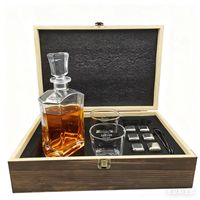 Decantador de Whisky de Cristal de 750 ml al por Mayor, Juego de Vasos de Whisky, Regalo con Piedras de Whisky y Caja de Regalo de Madera, Logotipo Personalizado, Regalo de Navidad para Hombre