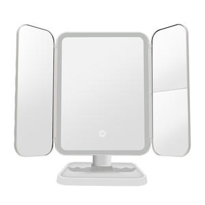 Led Makeup <b>Mirror</b> With Light Touch Control 180 Degree Rotate Folding Square Metal <b>Frame</b> <b>White</b> Light For Personal Gift - Product Image 3