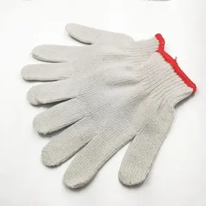 High Quality EN388 EN420 Natrual White Garden Construction 7G 10G Cotton Yarns String Thread Knitted Roping Safety Work Gloves