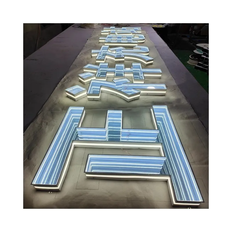 Espelho acrílico 3d com letras infinitas, espelho de mil camadas para decoração de ambientes externos, LED neon, letreiro neon infinito