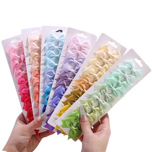 10pcs/set Jepit Rambut Pita Warna Gradasi untuk Anak Perempuan, Jepit Rambut Pita Warna Permen Dekoratif - Product Image 1