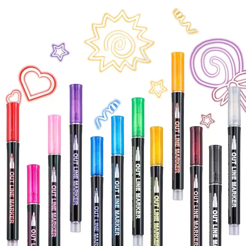 Livraison gratuite en chine, haute qualité et à bas prix Jeu de pinceaux pour aquarelle, stylo double ligne, personnalisable, 12/8/24 couleurs, rapide, dr