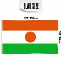 Drapeau du Niger 3x5 pieds en polyester, fait main, couleurs CMYK, avec deux œillets en laiton, simple couche, pour décoration murale intérieure et extérieure
