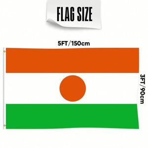Bandera de Níger de 3x5 pies de poliéster con dos ojales de latón, de una sola capa, para colgar en la pared, decoración para interiores y exteriores. - Product Image 2